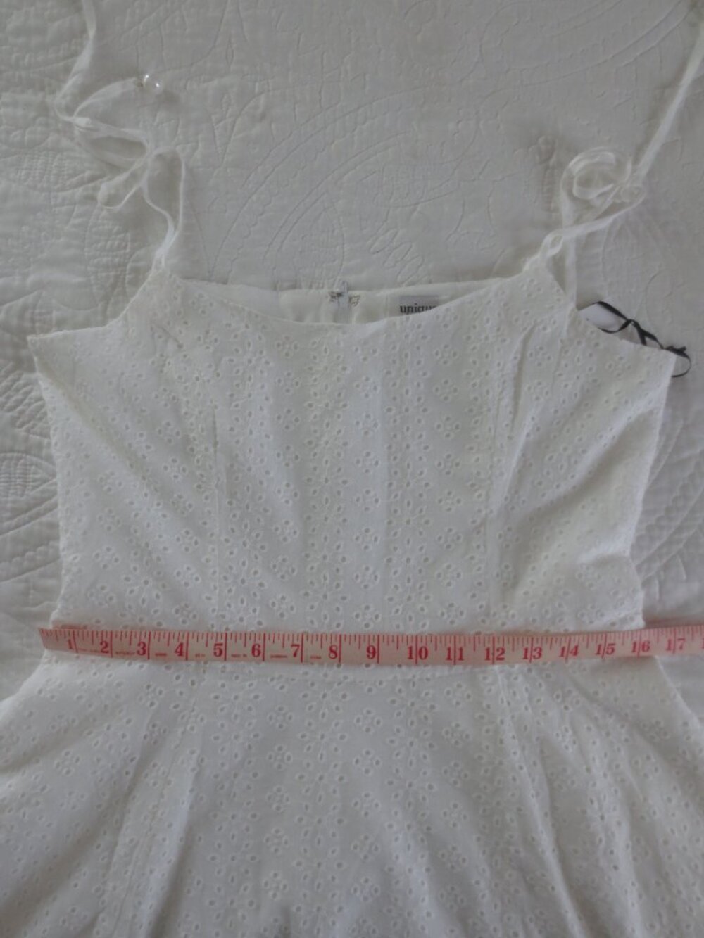 Unique Vintage Cottage Core White Fit & Flare Cotton Dress - Picture 11 of 13